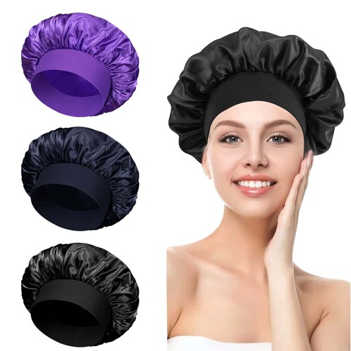 Women Silk Satin Night Sleep Cap Hair Bonnet Hat Head Cover Wide Band Elastic - Picture 9 of 49
