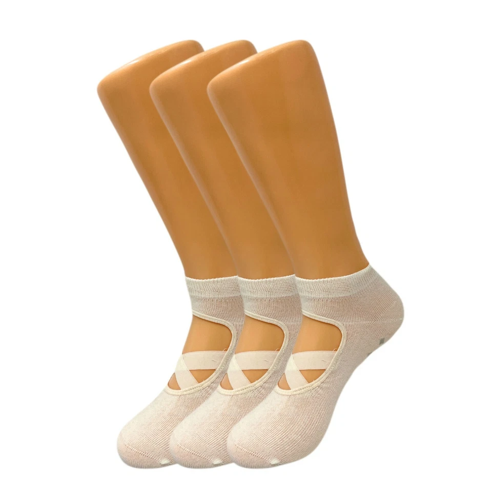 Calcetines antideslizantes de yoga pilates con correas calcetines de estudio 3 pares Foto 2 de 4