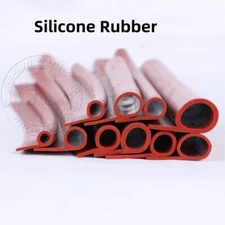Silicone Rubber P Profile Sealing Strip Red P-Type High Temp Oven Steam Seals