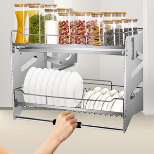 VEVOR 22.4" Chrome Convenient Wall Cabinet Pull-Down Shelf System Upper