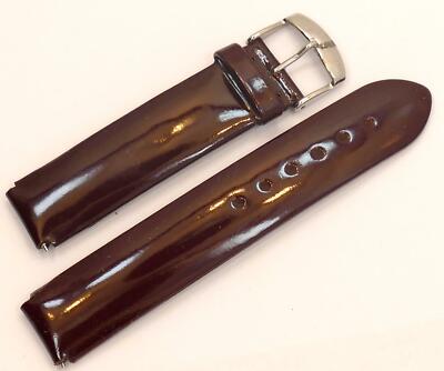 PHILIP STEIN BURGUNDY PATENT LEATHER 18mm WATCH STRAP W/SS BUCKLE  NOS