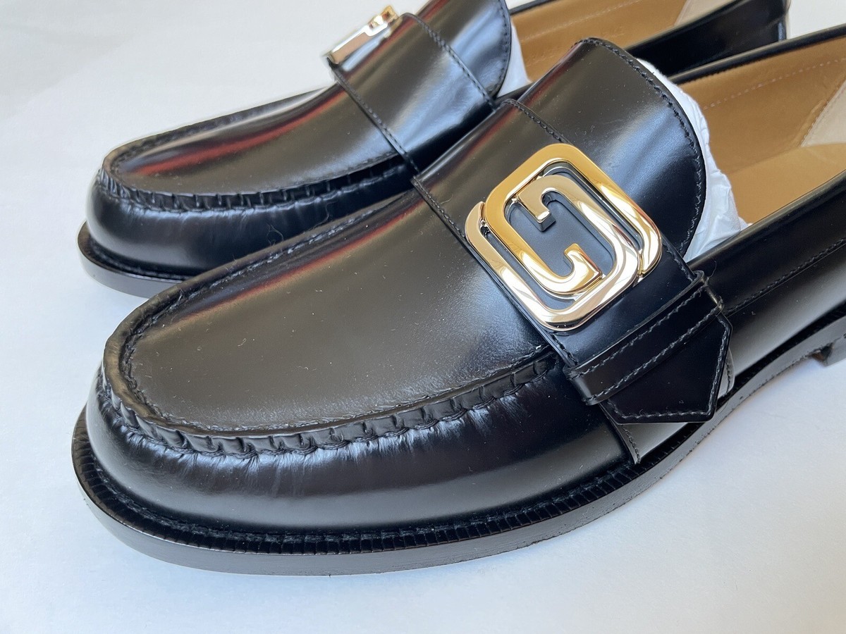 【GUCCI】MOCASIN MILLENIAL RIBOT◆77666017X00 GUCCI Black Leather Millennial Ribot GG Plaque Logo Loafers