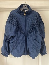 Vintage Mureli 80  s Windbreaker Jacket Women  s Size Large Navy Color