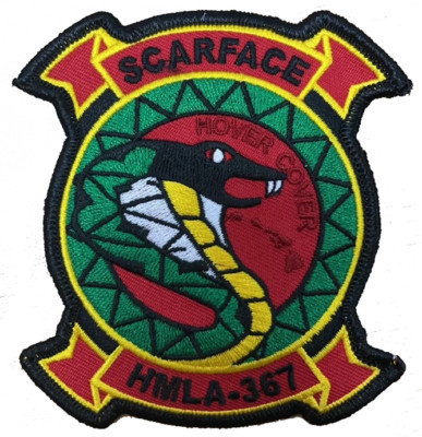 4'' USMC HMLA-367 SCARFACE HELICOPTER SQUAD HOOK & LOOP EMBROIDERED JACKET PATCH