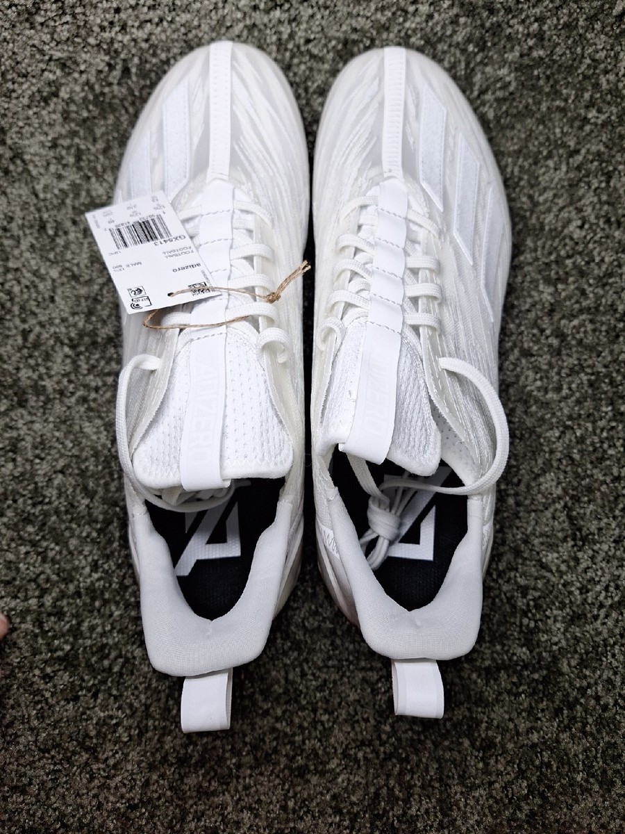 New Adidas Adizero Football Cleats Triple White GX5413 Men display picture 3