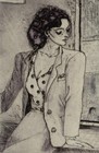 Japanese Modern Limited Edition Etching Print by Ryoko Hirone Titled Secretary — photo 4
