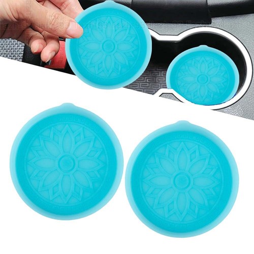 2pcs Luminous Blue Car Cup Holder Anti-Slip Insert Coaster Pads Mats Accessories - Picture 2 of 8