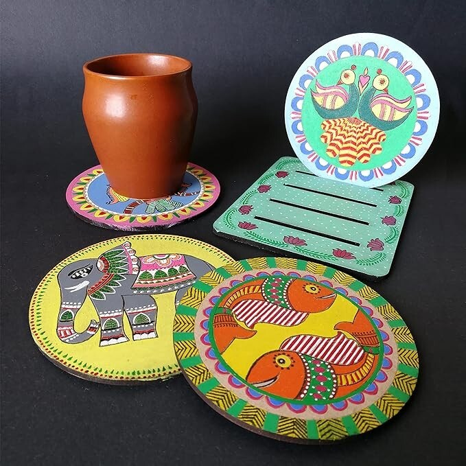 Madhubani Painting Kit Tea Coasters & Stand Art and Craft kit for Kids & Adult eBay