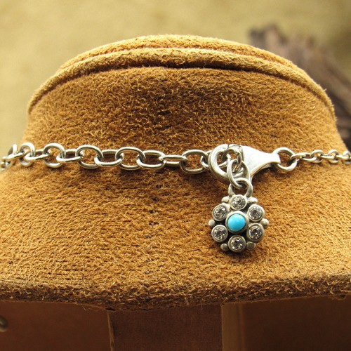 Vintage Sterlingsilber blau Türkis und CZ Lariat Tropfen Halskette 18,75" - Bild 6 von 8