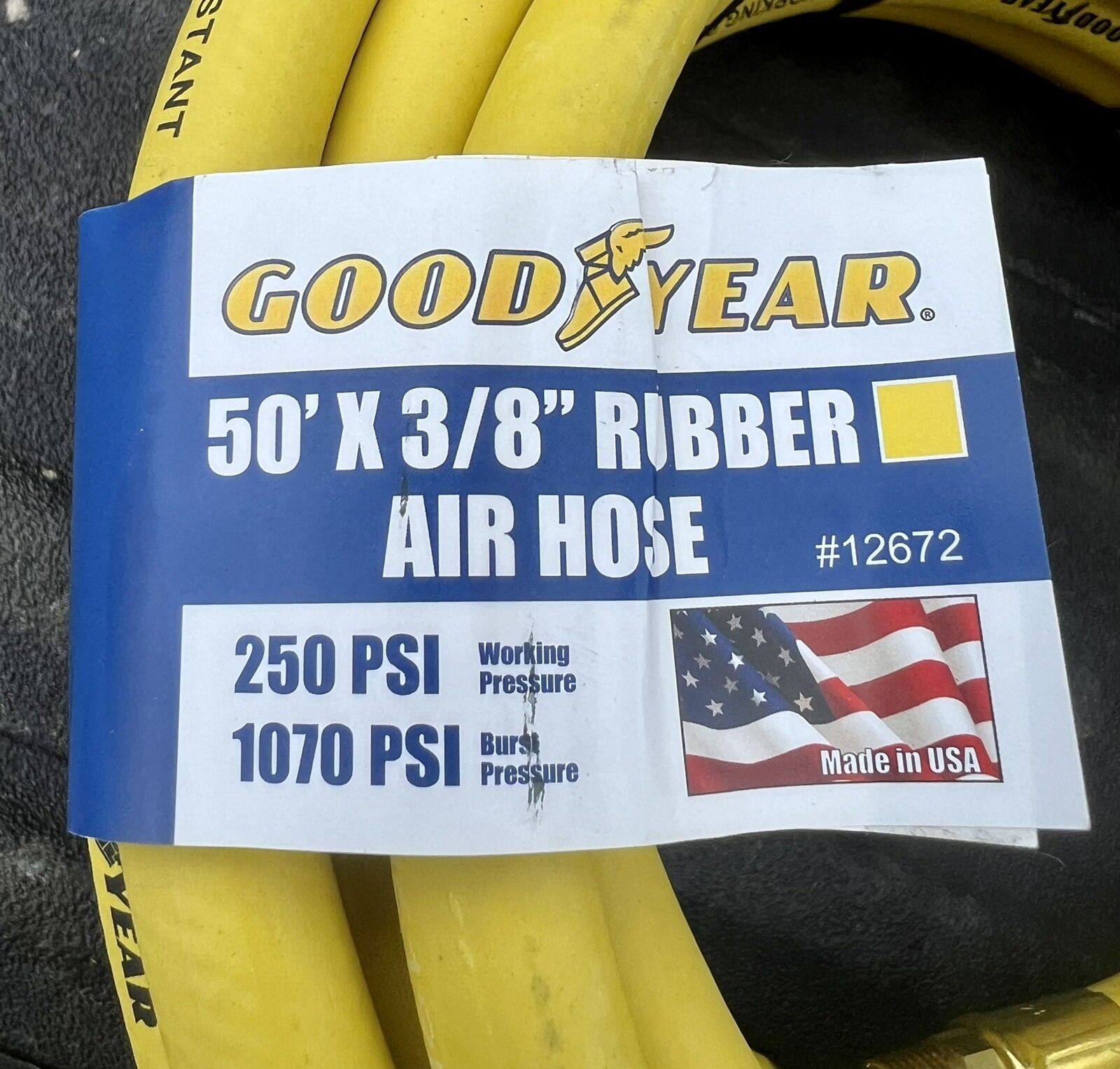 NEW 50'x3/8" GOODYEAR RUBBER AIR HOSE MADE IN THE USA 250 PSI 12672 eBay