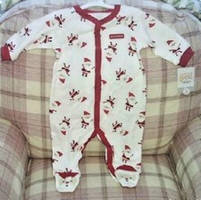 CARTER'S CHRISTMAS BABY BLANKET SLEEPER WHITE SANTA CLAUS SIZE 3 MONTHS NEW
