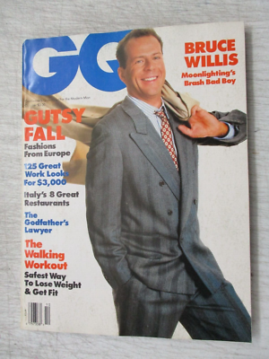 GQ MAGAZINE OCTOBER 1986 BRUCE WILLIS MOONLIGHTING VINTAGE