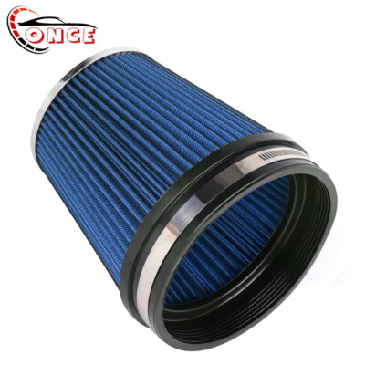 6'' 152mm Inlet Truck Air Intake Cone Replacement Dry Air Filter 7in Tall BLUE