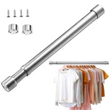 56-100cm Extendable Stainless Steel Wardrobe Rail Adjustable Hanging Rod UK