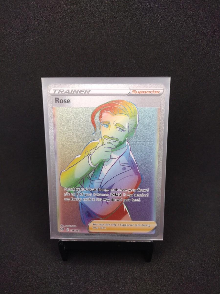 rainbow rose pokemon card price Rose 196/189 Full Art Trainer Rainbow Secret Rare Pokemon Darkness Ablaze