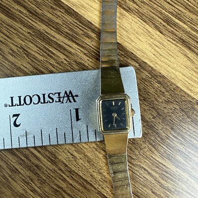 Vintage Seiko Womens 1E20-5509 Quartz Gold Tone Skinny Watch Japan