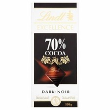 Lindt Excellence 70 Cocoa Dark Chocolate - 100g 0.22lbs 