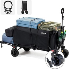 Portal Festival Trolley Cart Brakes Beach Wagon Wide Wheels Tailgate 300L Black