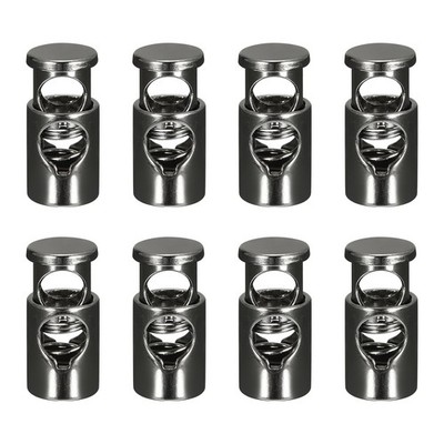 8Pcs Metal Cord Locks 5mm Single Hole Toggle Spring Stop Metallic Black
