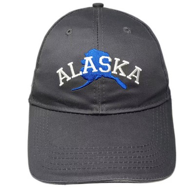 ACE USA Alaska Map Embroidered Gray Blue Cotton Strapback Baseball Cap Hat OS