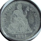 1891 LIBERTY SEATED DIME - 90% SILVER - LAST YEAR OF DESIGN - 17.9 mm - DLS 145