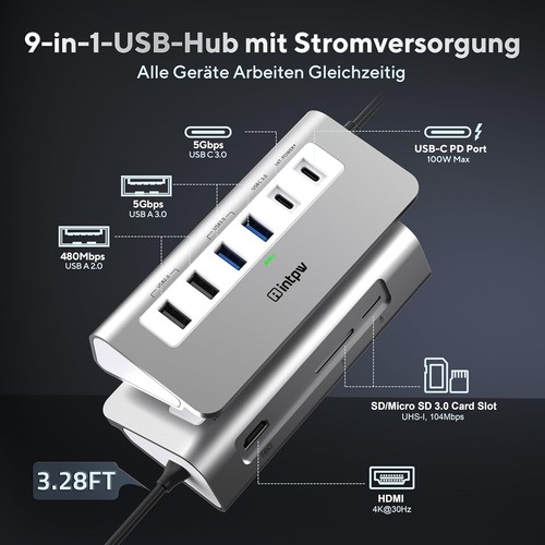 USB-C Hub mit 4K HDMI | PD 100W Leistung | Aluminium-Design - Bild 3 von 10