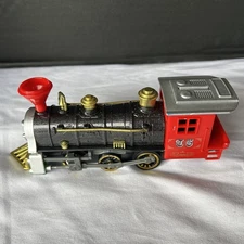 Vintage ToySmith 7042 Pull Back Train Locomotive Toy Red Black Gold 08/13/325