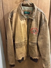 Men’s Toni Novak Leather Bomber Jacket World Gym Size 3 (XL)
