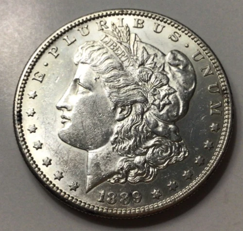 1889-S Morgan Silver Dollar, $1, Choice BU+. Blast White! F22