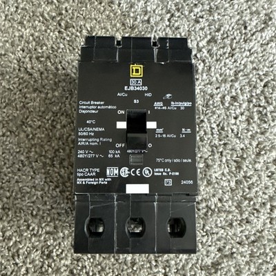 One Square D EJB34030 30 Amp 480/277V 3 Pole Circuit Breaker