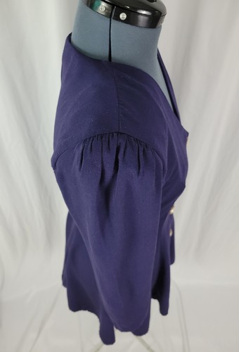 Vintage All That Jazz Navy Blue/Purple Button Down Fit & Flare Dress Size 7/8 - Picture 13 of 19