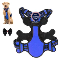 Dog Harness, Adjustable Reflective Dog Vest No Pull Dog Harness with Badge an...