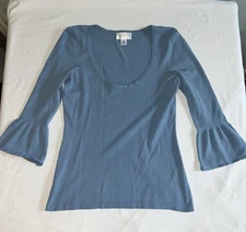 Loft Blouse Women’s Top Size XS 3/4 Sleeves With Flares Teal