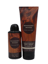 Bath  Body Works Men's Mahogany Woods Body Spray  Cream 2 PC Free Ship