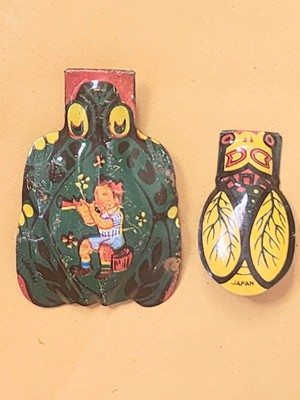 Vintage Tin Litho Clickers Noisemakers Lot/2 Japan 