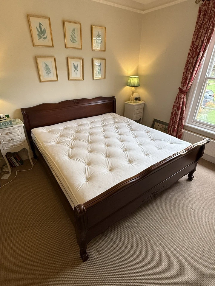 Wooden Sleigh Bed Super King - Image 3 of 4