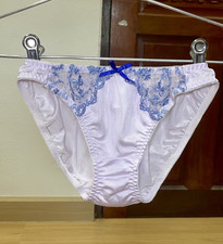 Silky Vintage Light Purple Panty Polyester Bikini Sheer Floral Lace Brief Size 5
