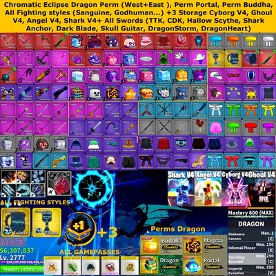 Blox Fruits Eclipse Dragon Perms Sanguine CDK TTK DB HS SA SG DH DS 4 Races V4