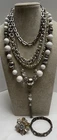 Vintage Lot Of Silver Tone Costume Jewelry - Wearable Or Crafting