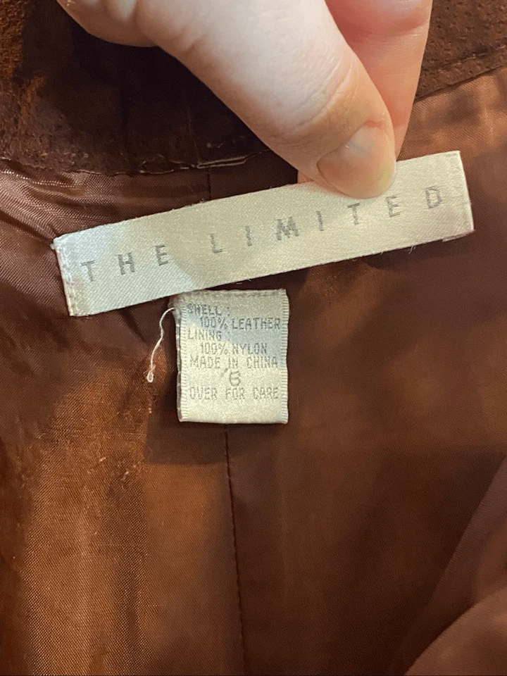 Pantalones Cortos THE LIMITED Marrón Gamuza Cuero Cintura Alta Forrados Damas Talla 6 Foto 3 de 4