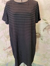 Loft New NWT Black/White Knit Dress XL Short Sleeve A-Line 