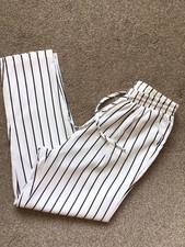 PRETTY LITTLE THING IVORY BLACK STRIPE LIGHTWEIGHT CROP TROUSERS SIZE 6 NEW