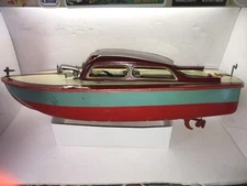 Vintage Japan Tin Big 15” Chris Craft Battery Powered Boat Tested Motor Runs