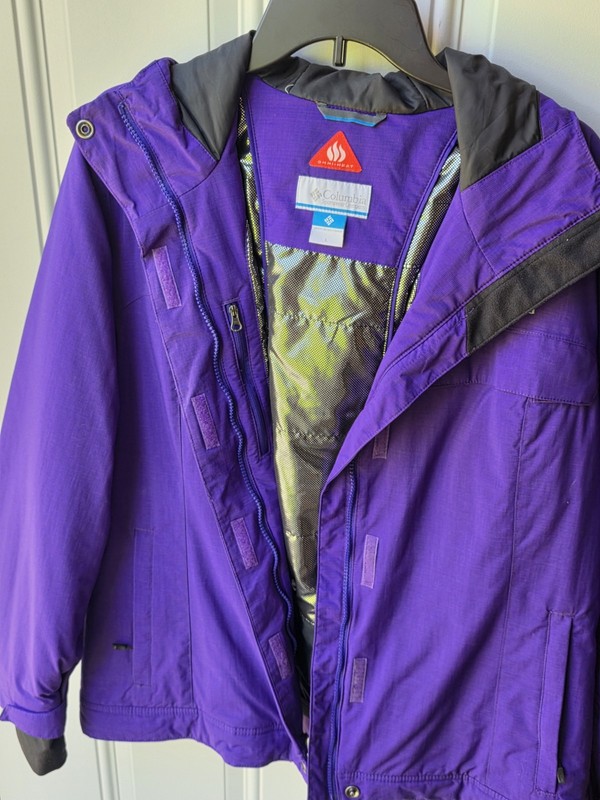 Columbia Sportswear purple winter jacket w/silver reflective Omni-Heat lining L