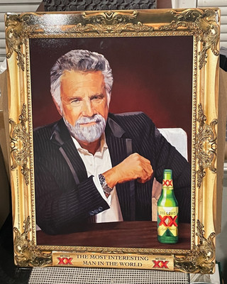 DOS EQUIS XX MOST INTERESTING MAN IN THE WORLD TIN SIGN WITH FRAMED DESIGN