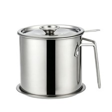 Olla coladora de aceite de acero inoxidable de 1,1 L con tapa para filtrar aceite de cocina