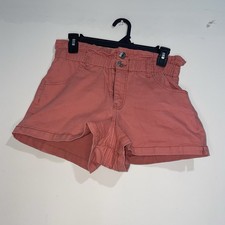 Wild Fable Coral Elastic Waist Double Button S Paperbag Shorts Summer Bright