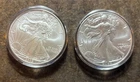2009 &2022 American Silver Eagle $1 Coins, 2 Troy Ounce Silver - No Reserve