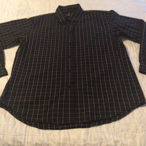Consensus Mens Shirt Size Large Button Up Long Sleeve Black Plaid