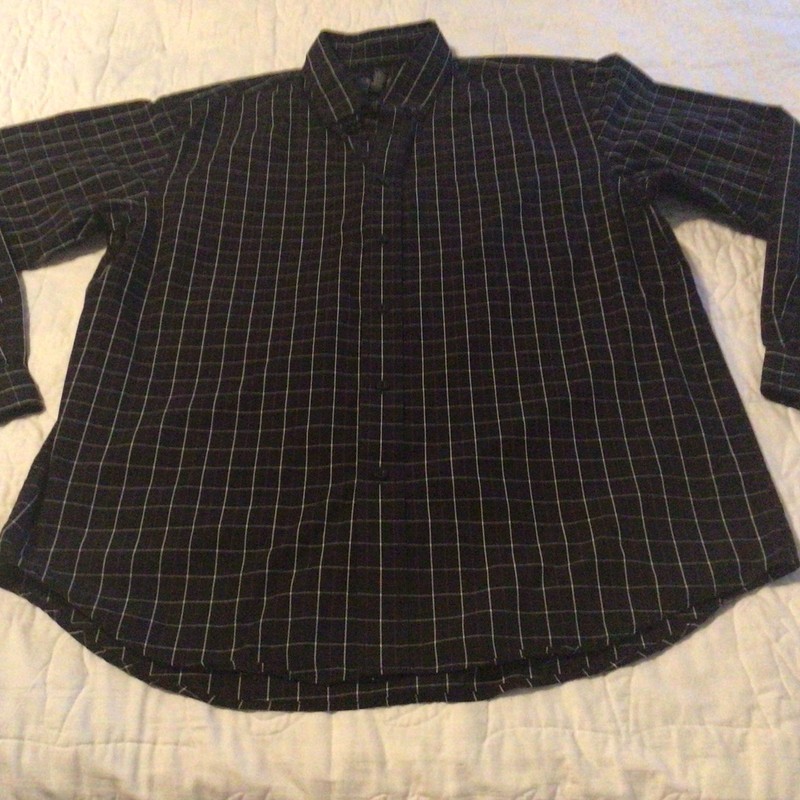 Consensus Mens Shirt Size Large Button Up Long Sleeve Black Plaid